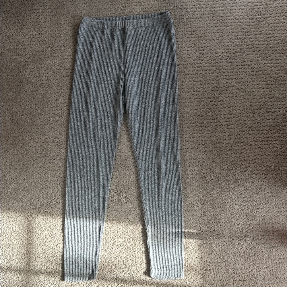 Kids Ribbed Gray Leggings